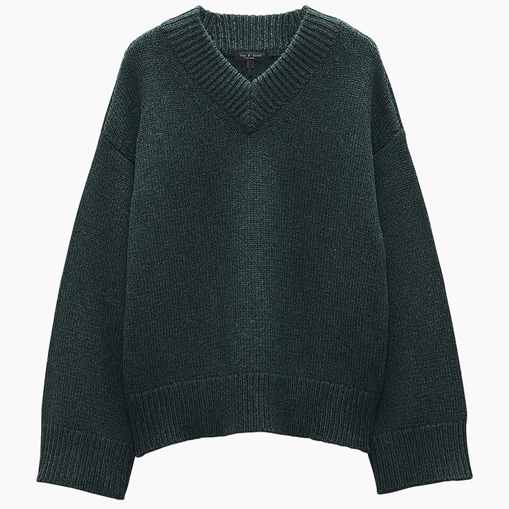 NWT Rag & Bone Danica V-Neck Sweater - Dark Green